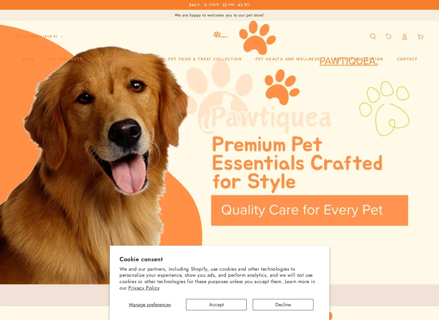 Pawtique A homepage preview