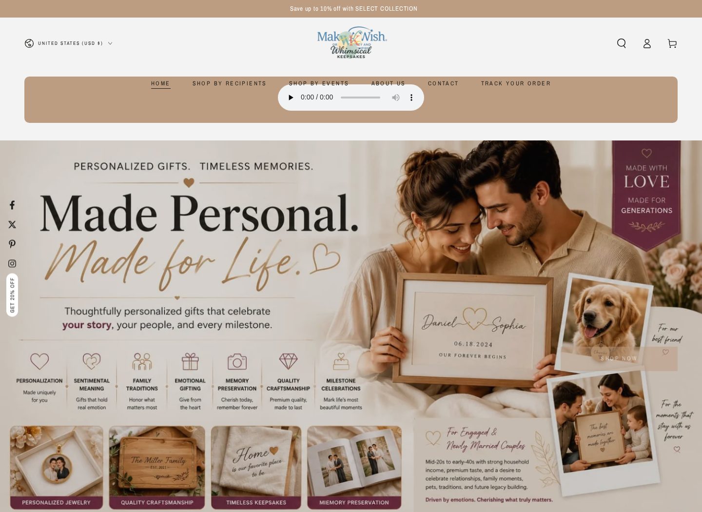 Whimsical Keepsakes homepage preview